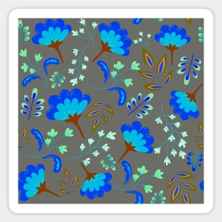 Folksy Flowers - blue Sticker